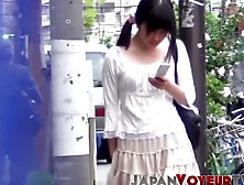 Japanese girls reveal up skirt and panties in public