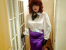 Candi In Satin Blouse And Skirt