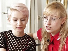 Two Lovely Amateur Blondes Are Playing With Each Other's Puss