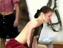 Sub is punished with a whip