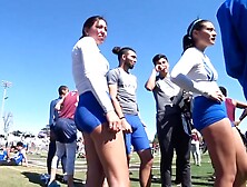 Visible panties on sports clothes