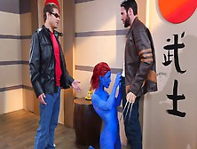 Mystic gets her face covered with cum of her X-men pals