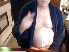 Horny Grandpa Wanking His Big Hard Cock