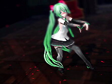 Miku Hatsune Undress Dance Asian cartoon Twat Plug Toy Reversible Campaign Song MMD 3D Green Hair (CLIP)