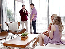 Adult Time - Excited Hotwife Scarlett Sage Swaps Husbands with Bestie Carlita Ray! Wild Group Screw