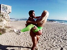 MILF shakes fanny and gets drilled on the beach