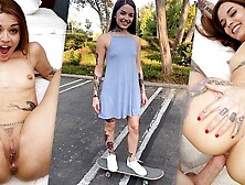 Tattooed Skater Skank Vanessa Vega in Skateboarding and Squirting in Public