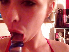 Deum0S Glass Dildo Sucking