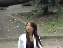 Asian babe has her skirt by a skirt sharker