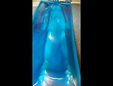 Slave Encased In Latex Vacbed For A Few Hours