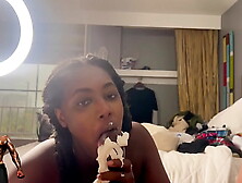 2 EBONY BADDIES HAVE A DICK SUCKING CONTEST AND USE THEIR BOY FRIENDS AS THE JUDGES