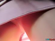 Mini skirt on gal's skinny butt in accidental upskirt (fake)