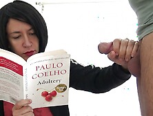 Horny Stepson Masturbated His Big Cock While I Was Reading