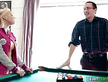 College chick loves playing billiards