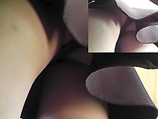 Upskirt (fake) panties look sexy under the mini skirt