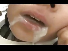 6 asian slaves bound to table face fucked