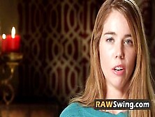 Swinger wifes engage in steamy chick on chick action in the red room