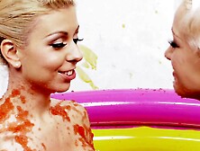 Christine Love And Lou Lou Lick Cherry Jam Off Of Each Others Nipples- Skankery