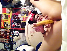 minnie mouse ears girl has fun