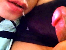 Stepsister swallows hard and gets screwed in the mouth,  then licks a lot of sperm