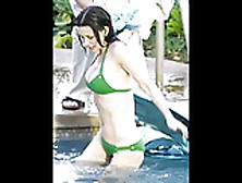 Courteney Cox Green Bikini