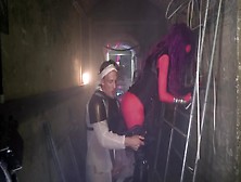 Sexy red babe gets rammed by a well hung dude