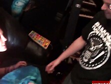 Slender red haired emo women with tiny boobs nailed