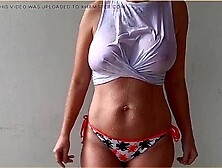 Excellent wife gets her consummate breasts soaked in a fleshly juicy shirt clip