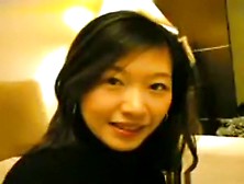 Asian girl sucks cock,  gets missionary fucked and rides her bf.