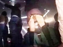 girl dancing in miniskirt stockings no pantys