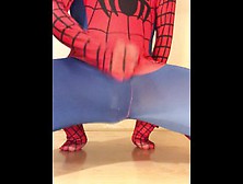 Wanking In My New Spider-Man Outfit ** Rock Hard Cock & Super Horny **