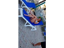 Candid Blonde Teen In A Swimsuit