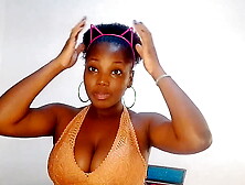 Sexy Black Teen Got Home From her Job Then Did a Video chat With Her Boyfriend Who is Horny But then a Surprised Knock on the do