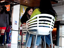 Voyeur camera catches a curvaceous woman with hot dirty feet in public