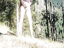 Women Peeing On A Picnic Into Park