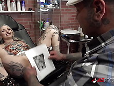 River Dawn Ink swallows prick after her new cunt tattoo