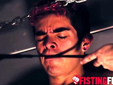 Bound jock Cazden Hunter takes rimming and spanking from two powerful tops