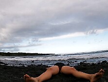 one piece black sand beach yoga 5-22-19