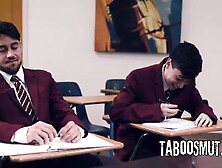 Blond Aged Teacher Getting Team-fucked In The Classroom