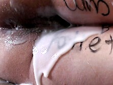 A large cream-pie leaking from cheating ex-wife vagina after no-condom gang-bang!