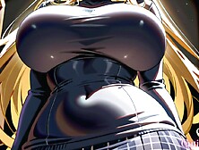 Thick Manga Waifu with Massive Titties and Curvy big beautiful woman Body Pounded in Quiet School Library - AI Generated Anime R