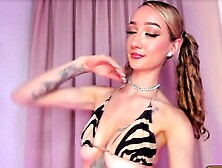 BLONDE SLIM TATTOED TEEN WITH A GREAT ASS AND PERFECT NATURAL BREASTS DANCING AND TEASING WITH HER PERFECT BUTT