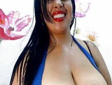 Hot Latina With Super Huge Tits Fucks Her Pussy