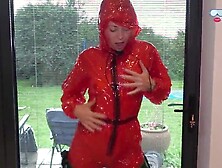 Sultry Blondie Lucy Lauren In Pvc Rainwear Gets Drenched In Cum