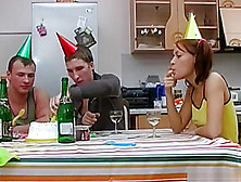 Birthday Teen Sasha C Gets Fucked By Two Friends!