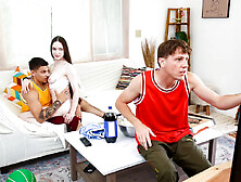 Skipping game for big-breasted babes juicy vagina