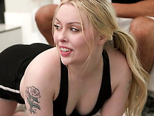 Spoilt Youngster Haley Spades Tempts Personal Trainers Into DP Threesome GP3081