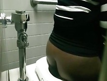 Fat Ebony Peeing In A Public Bathroom