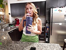 Stepmom takes that hard penis in her throat... Junior can’t hold back anymore!