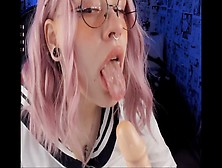 Shy E-Lady Gives A Sloppy Oral Sex - Hot Ahegao Face!!